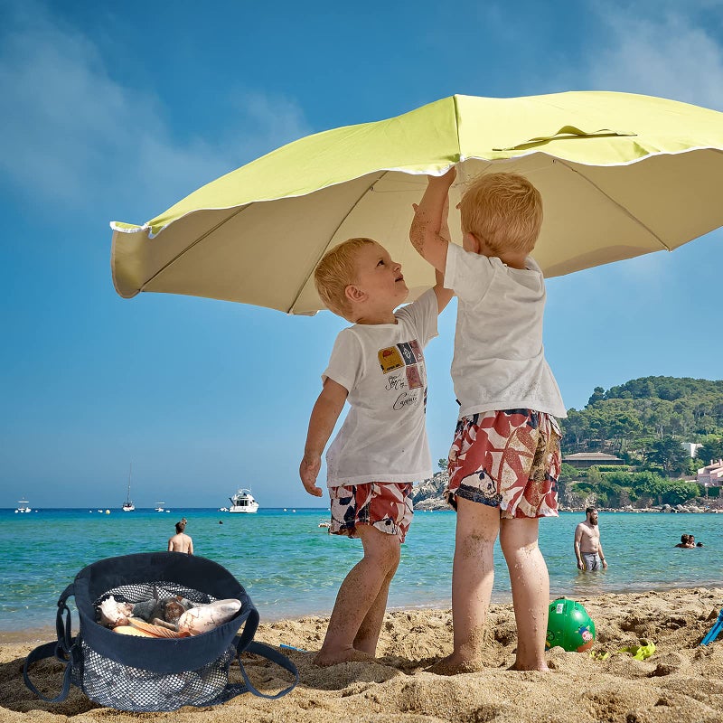 RIMOBUL Sand Away Beach Treasures Seashell Pocket Mesh Bags - Set of 2 (Large) (Navy Blue) - Image 5